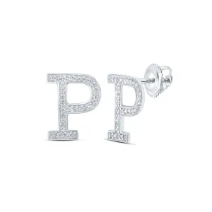 Sparkling White Gold Diamond Initial Earrings