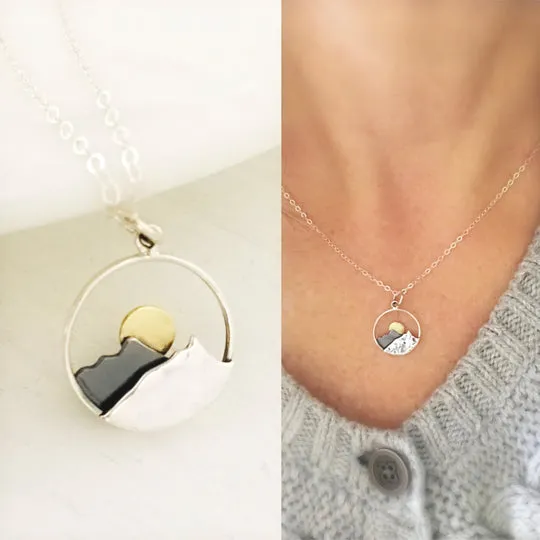 Stainless Steel Mountain Scenery Pendant