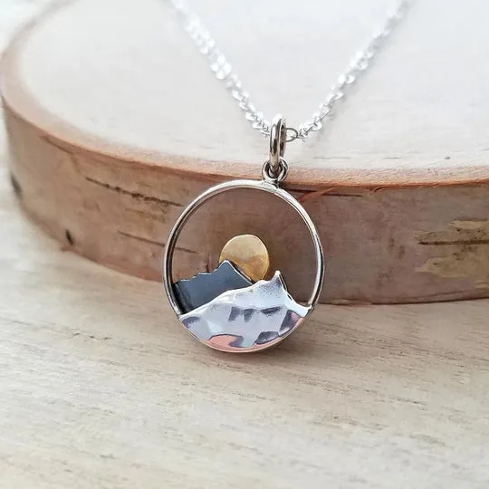 Stainless Steel Mountain Scenery Pendant