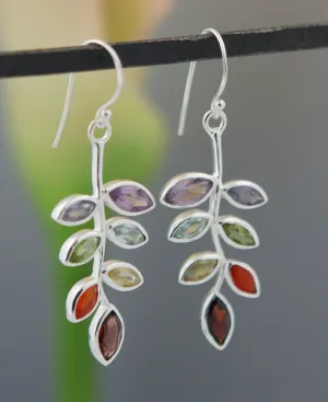 Sterling Silver Chakra Leaf Earrings