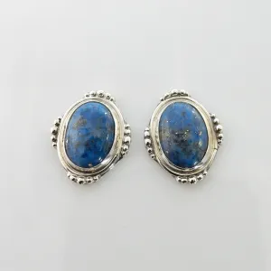 Sterling Silver Denim Lapis Handmade Post Earrings