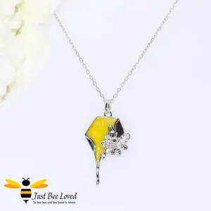 Sterling Silver Honeycomb Drip Bee Pendant Necklace