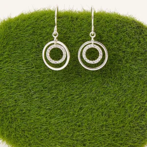 Sterling Silver-Plated Circle Drop Earrings