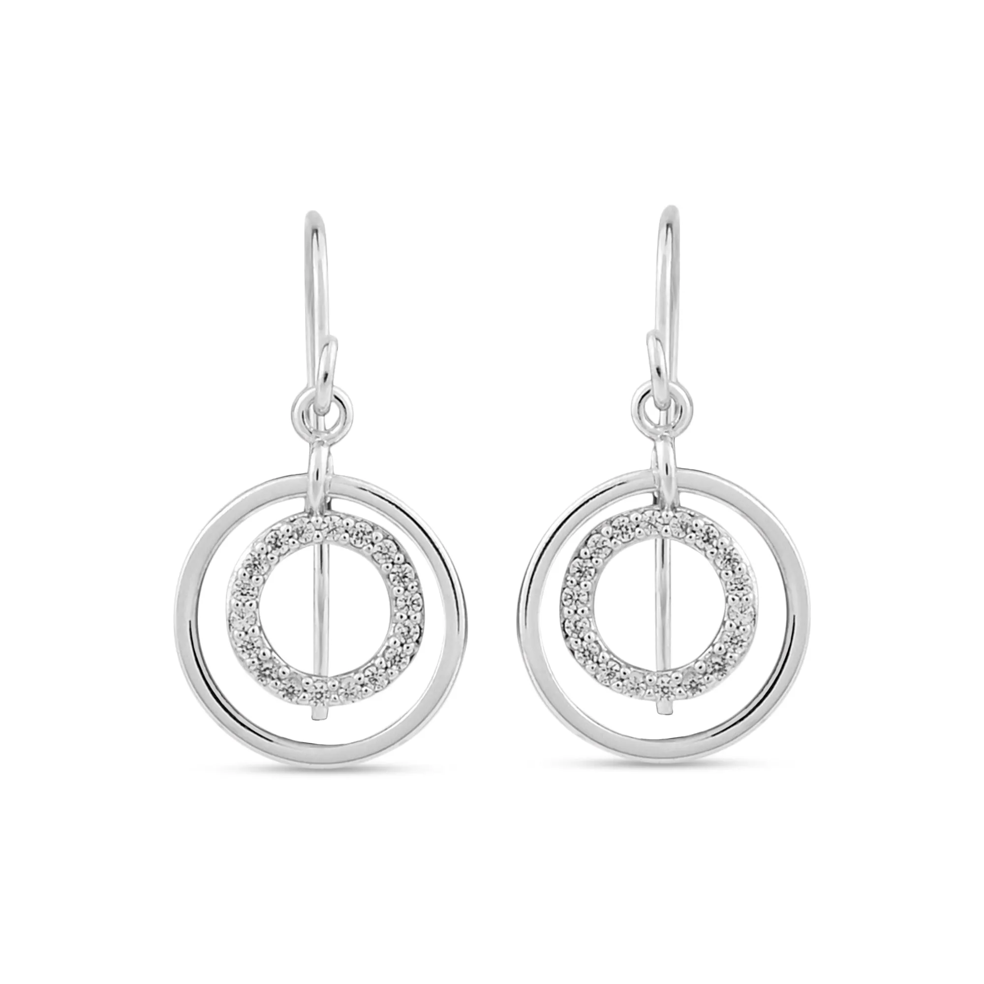 Sterling Silver-Plated Circle Drop Earrings