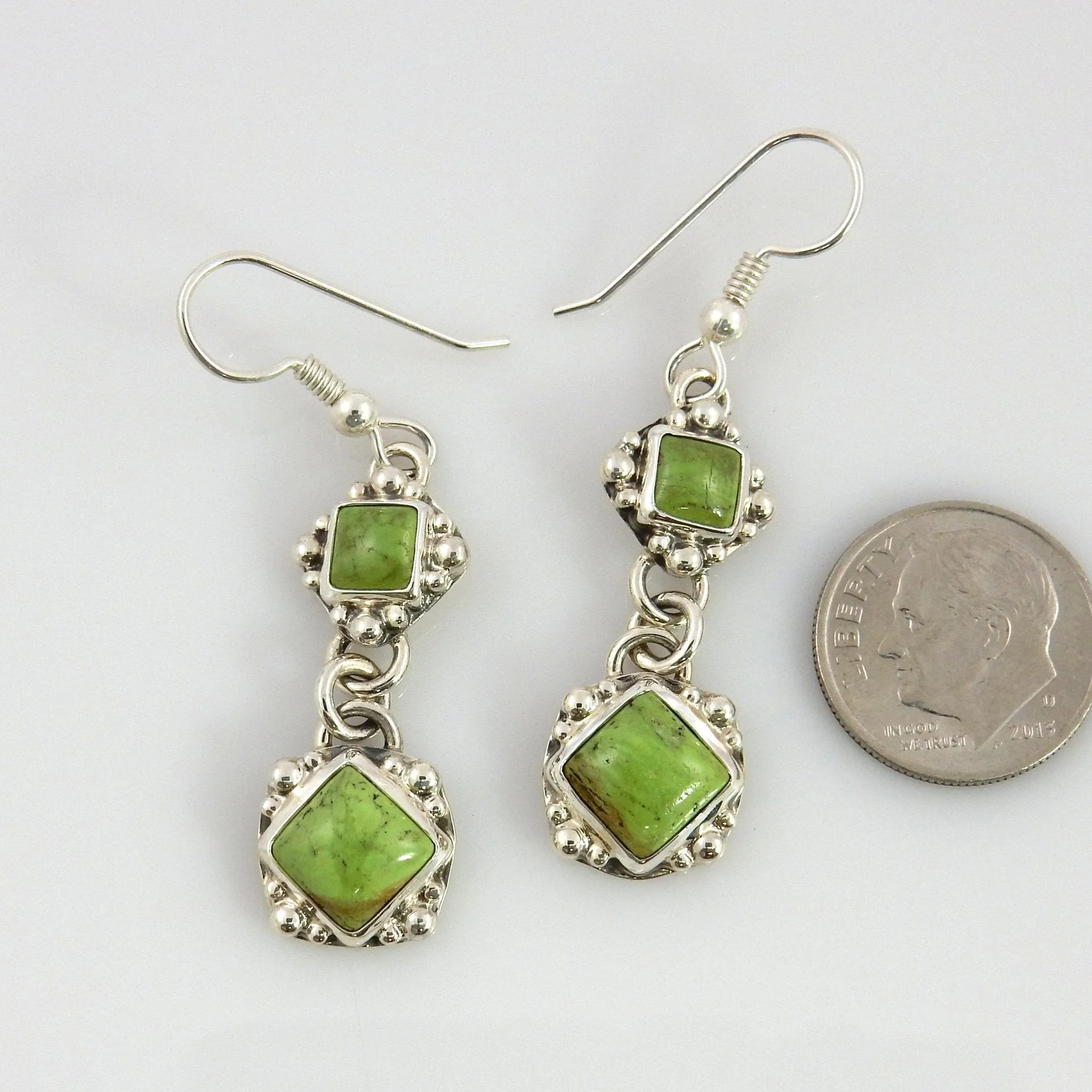 Sterling Silver Southwestern Gaspeite Dangle Earrings