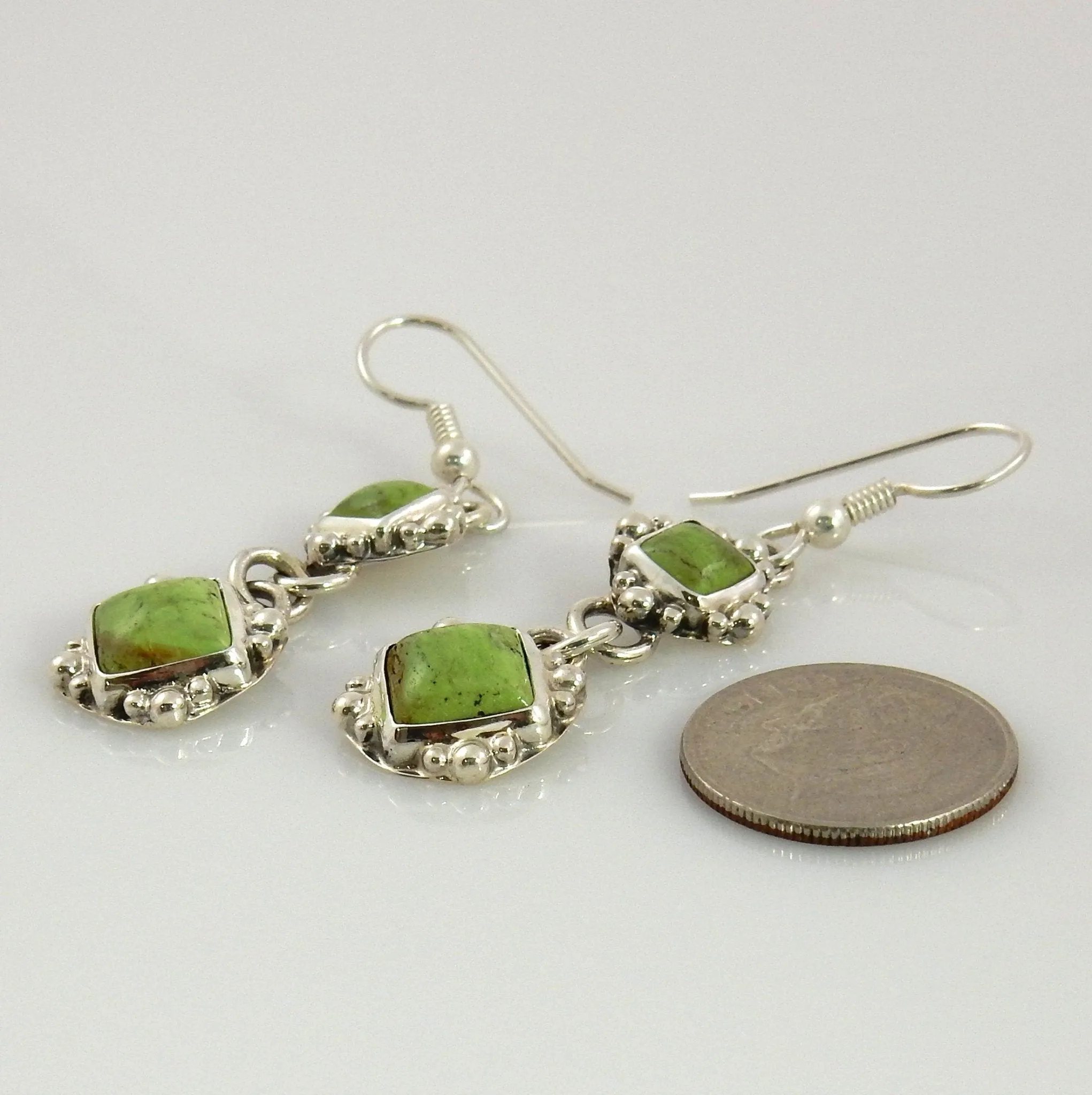 Sterling Silver Southwestern Gaspeite Dangle Earrings