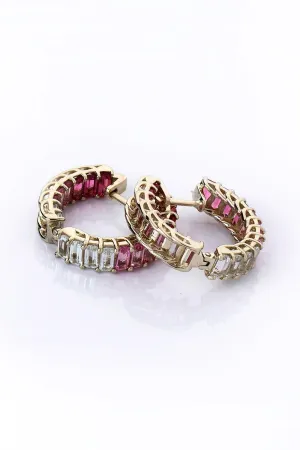 Sugarloaf Rubellite Hoop Earrings