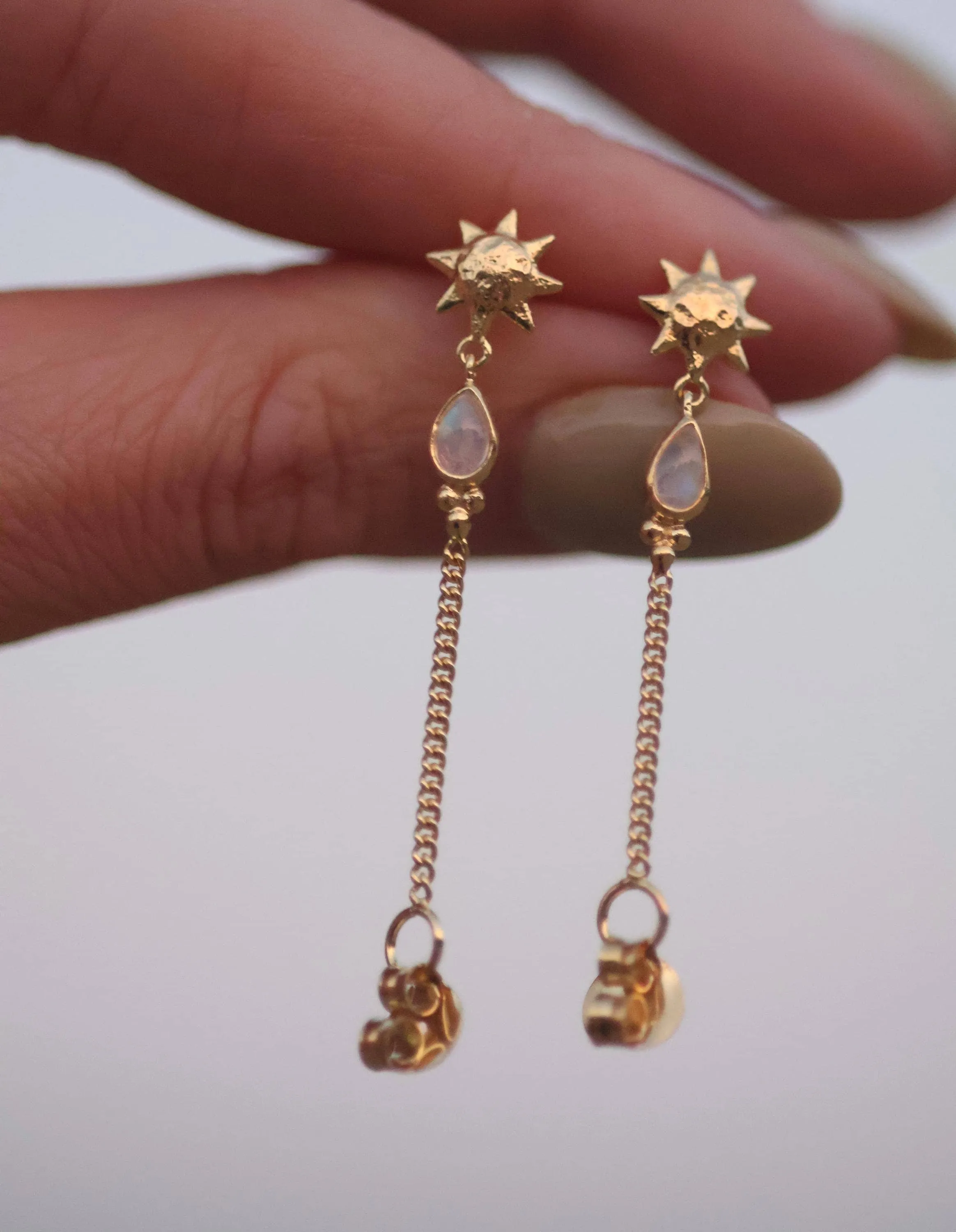 Sun Lover Gold Moonstone Studs