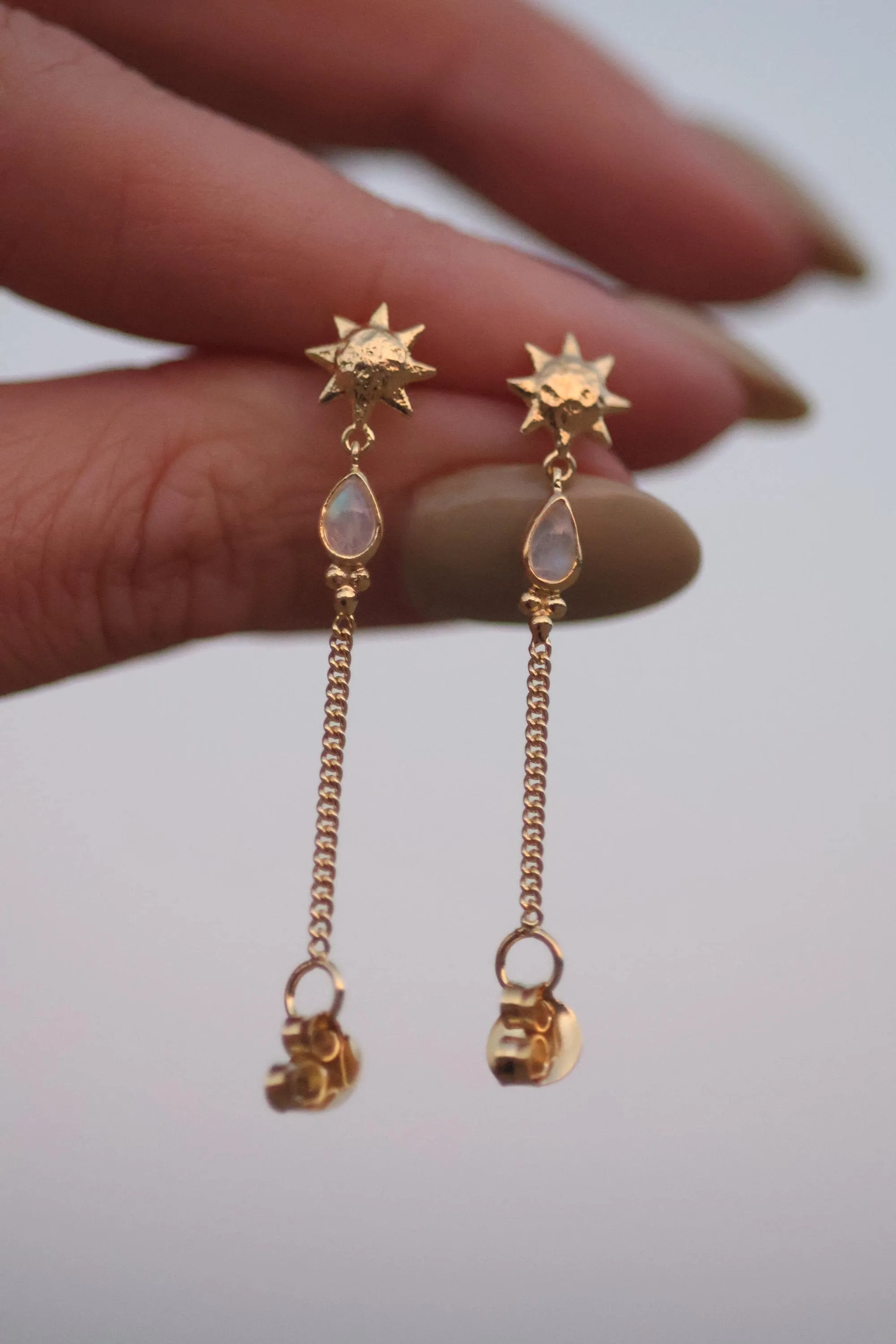 Sun Lover Gold Moonstone Studs