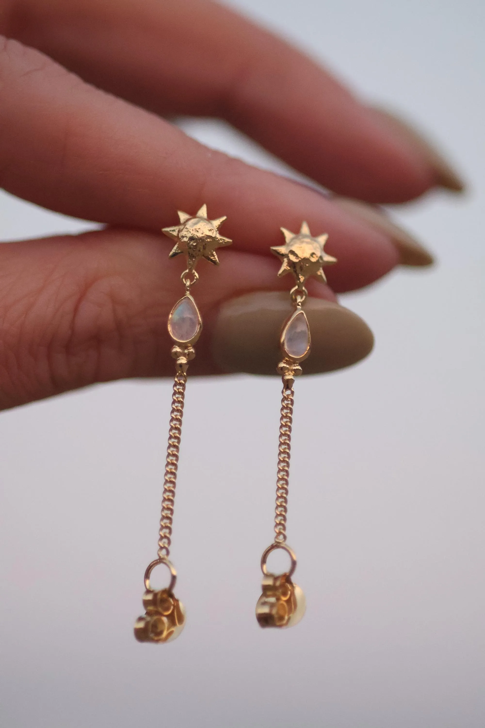 Sun Lover Gold Moonstone Studs
