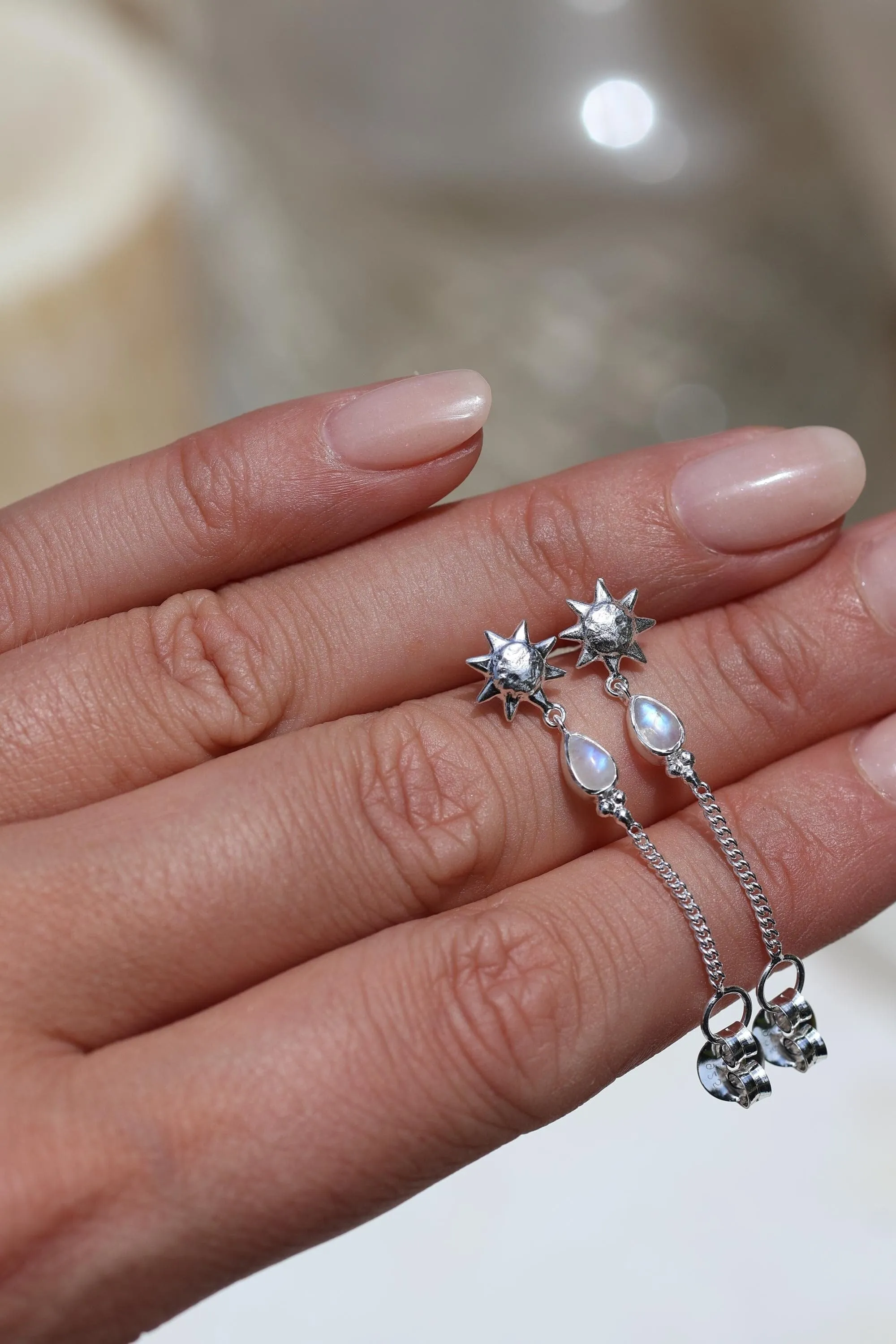 Sun Lover Rainbow Moonstone Studs