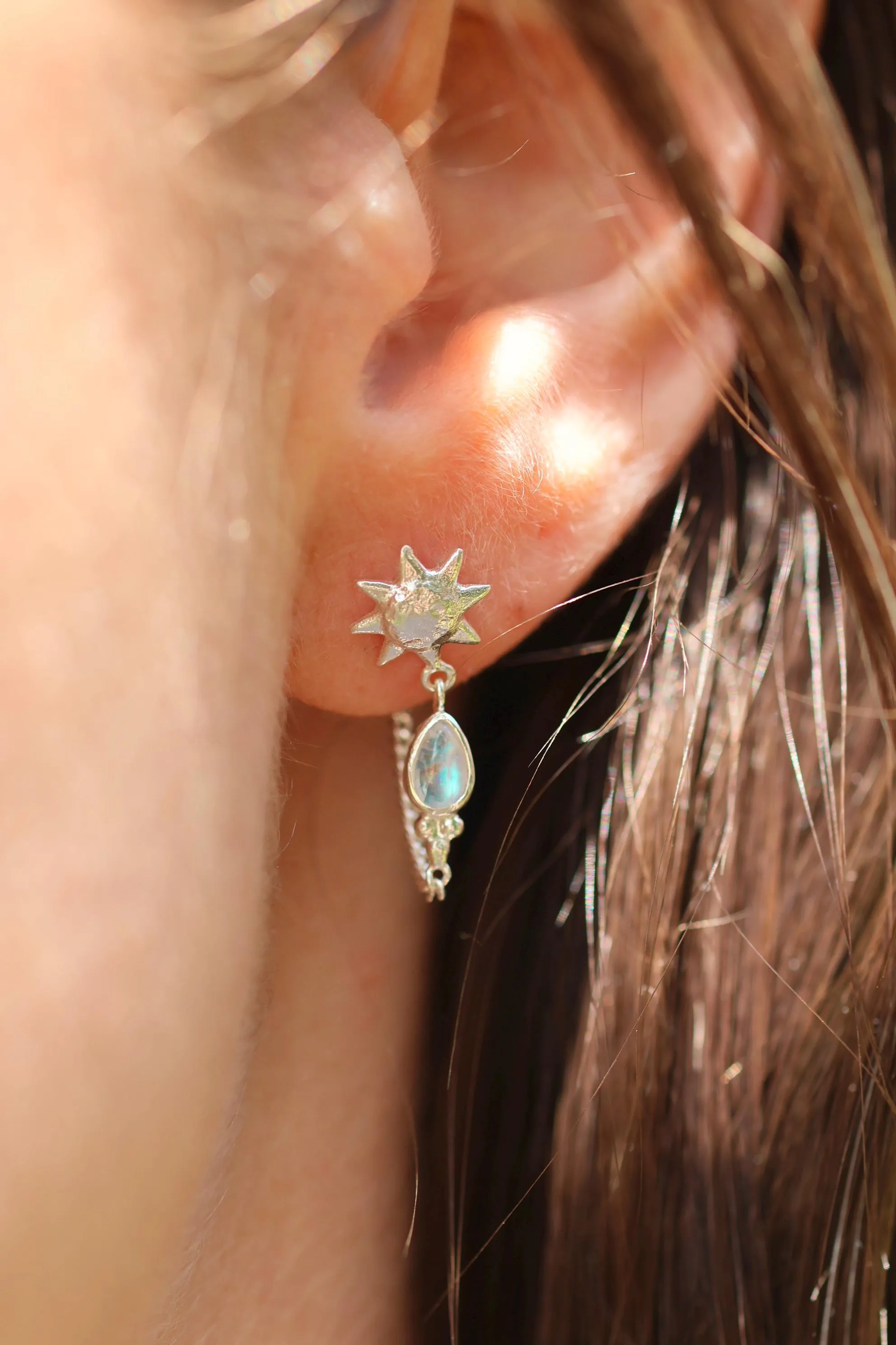 Sun Lover Rainbow Moonstone Studs