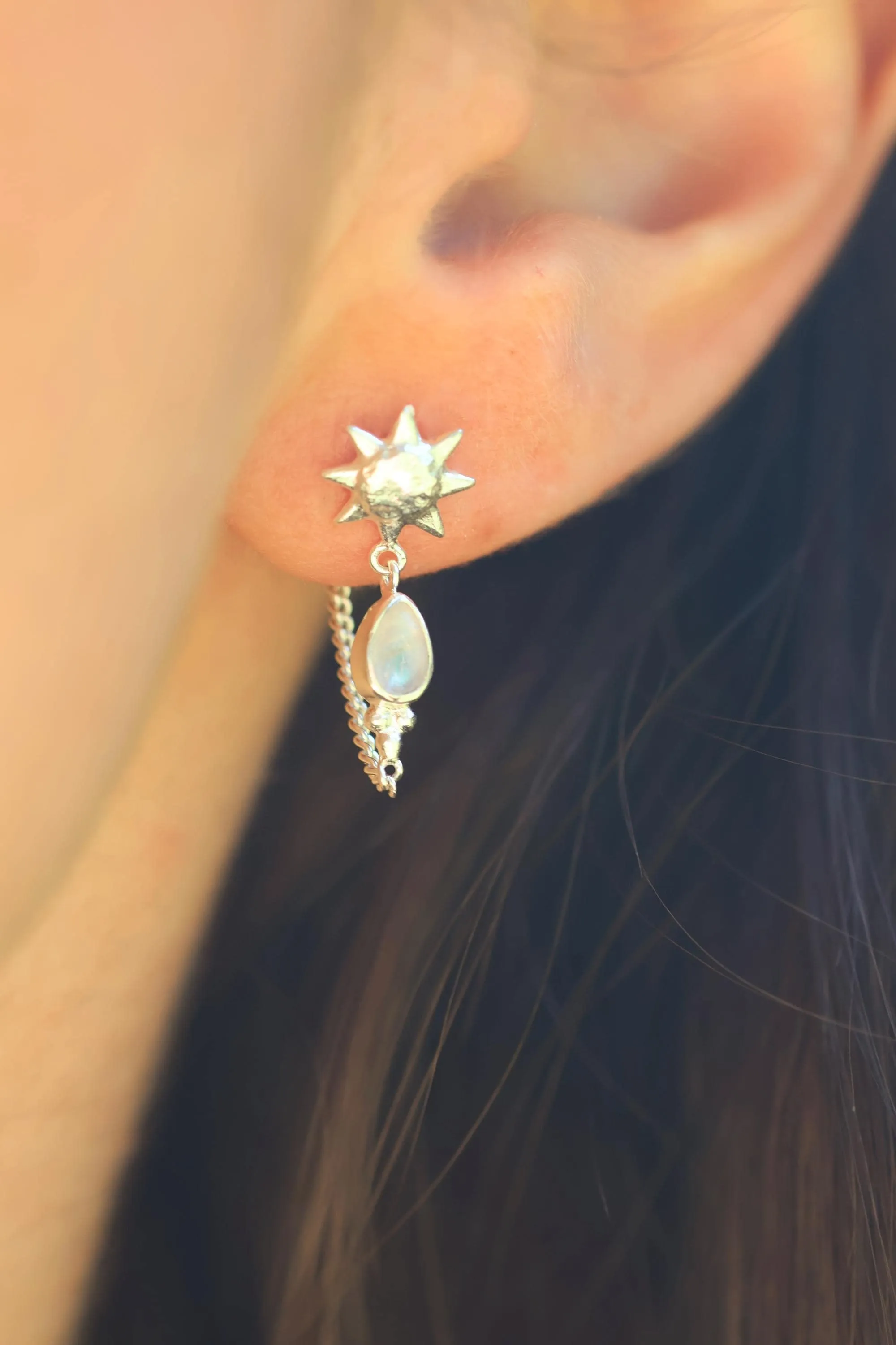 Sun Lover Rainbow Moonstone Studs