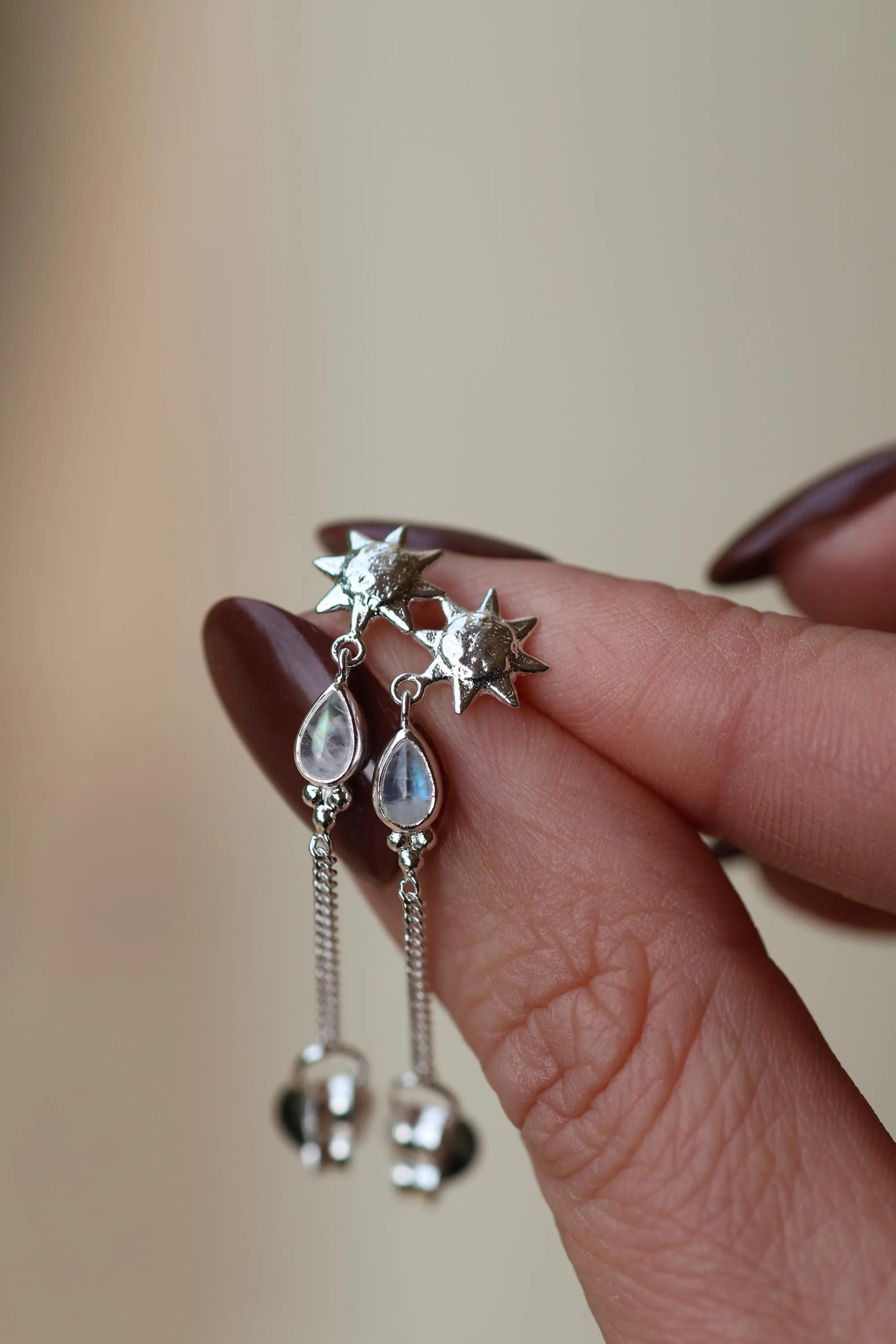 Sun Lover Rainbow Moonstone Studs