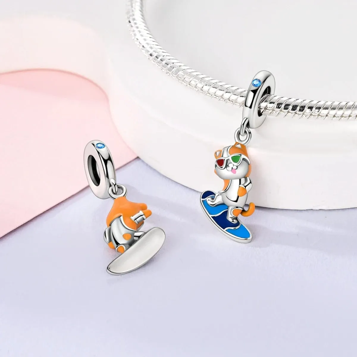 Surfer Cat Summer Dangle Charm