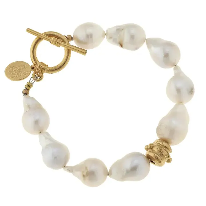 Susan Shaw Bracelet - Large Baroque Genuine Freshwater Pearl Toggle Bracelet