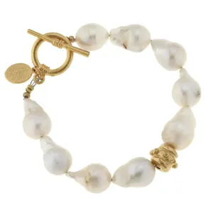 Susan Shaw Bracelet - Large Baroque Genuine Freshwater Pearl Toggle Bracelet