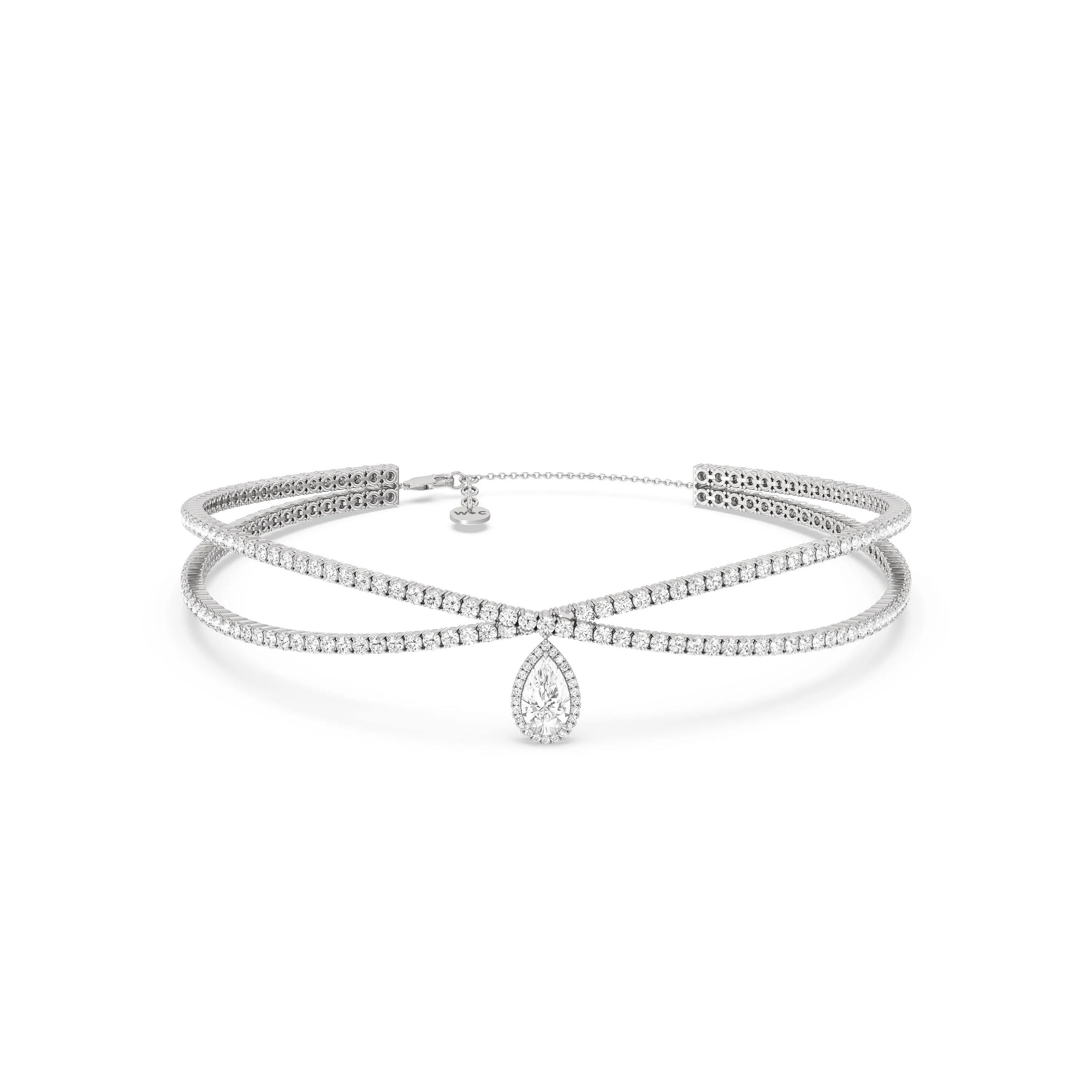 Teardrop Crossover Diamond Choker Necklace