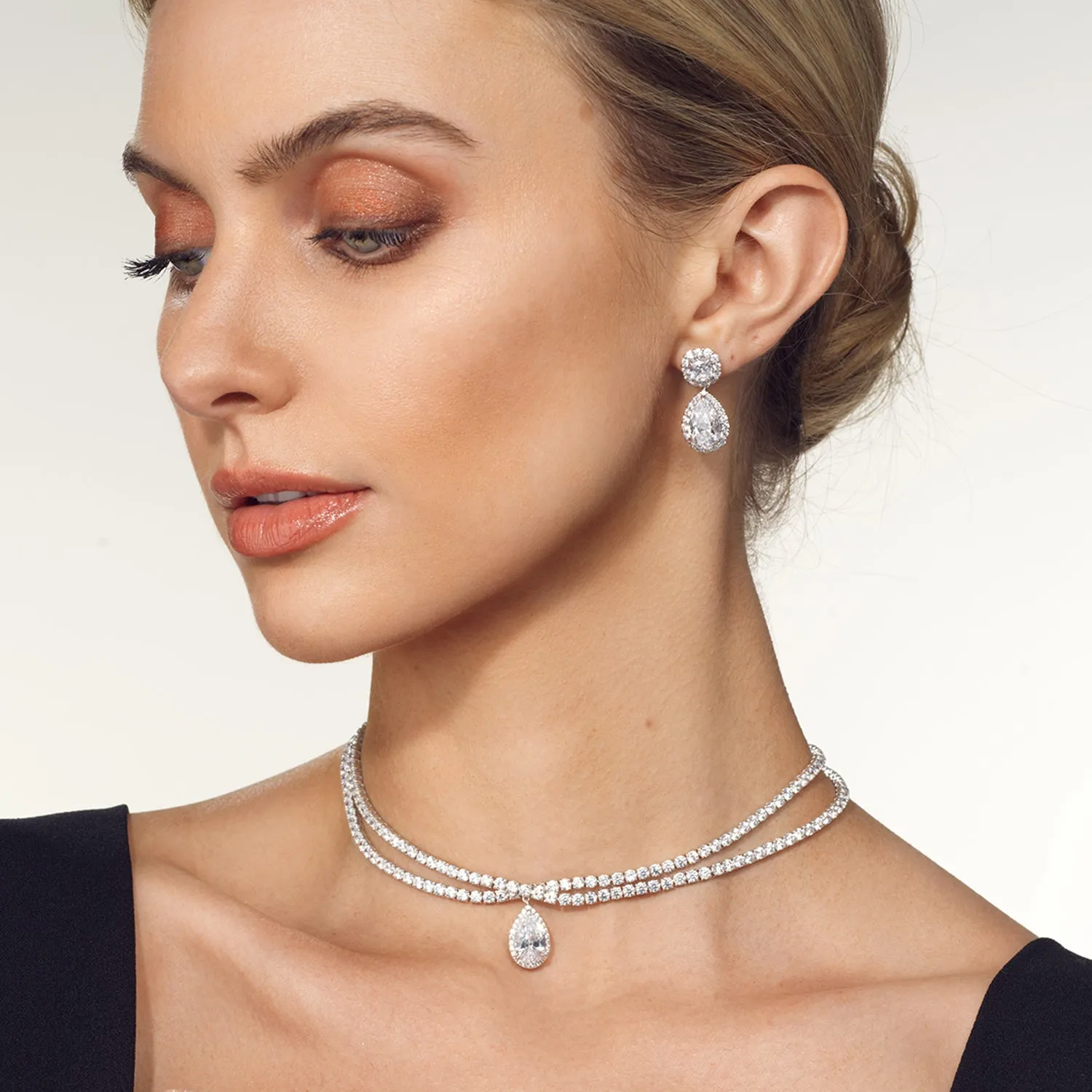 Teardrop Crossover Diamond Choker Necklace