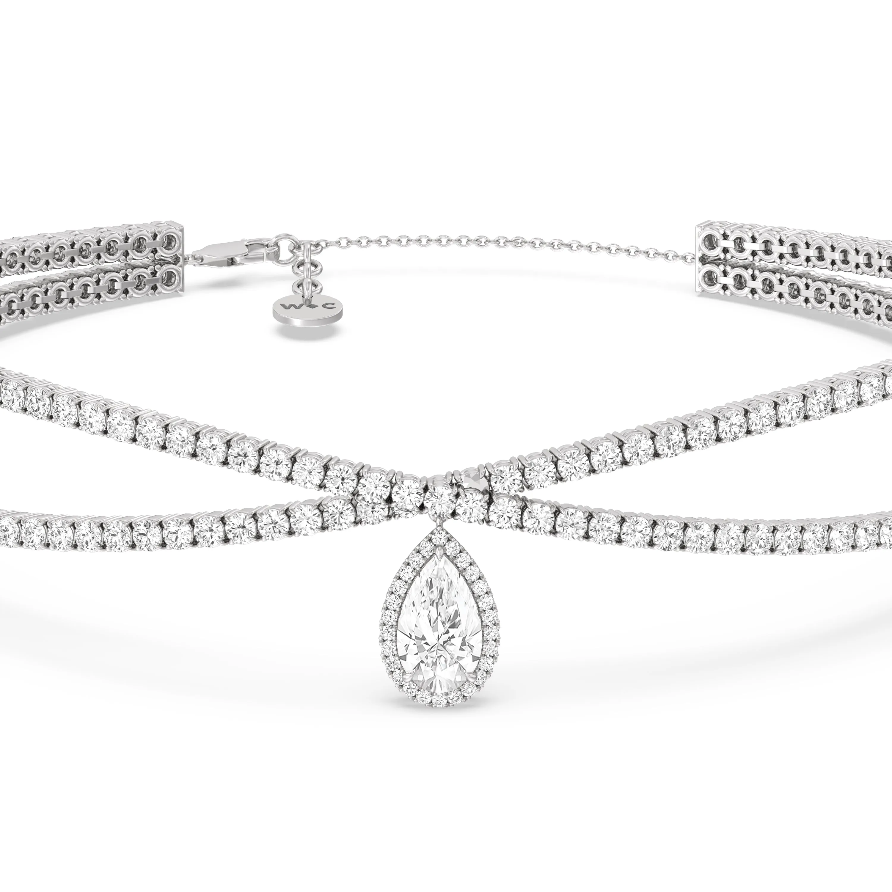 Teardrop Crossover Diamond Choker Necklace