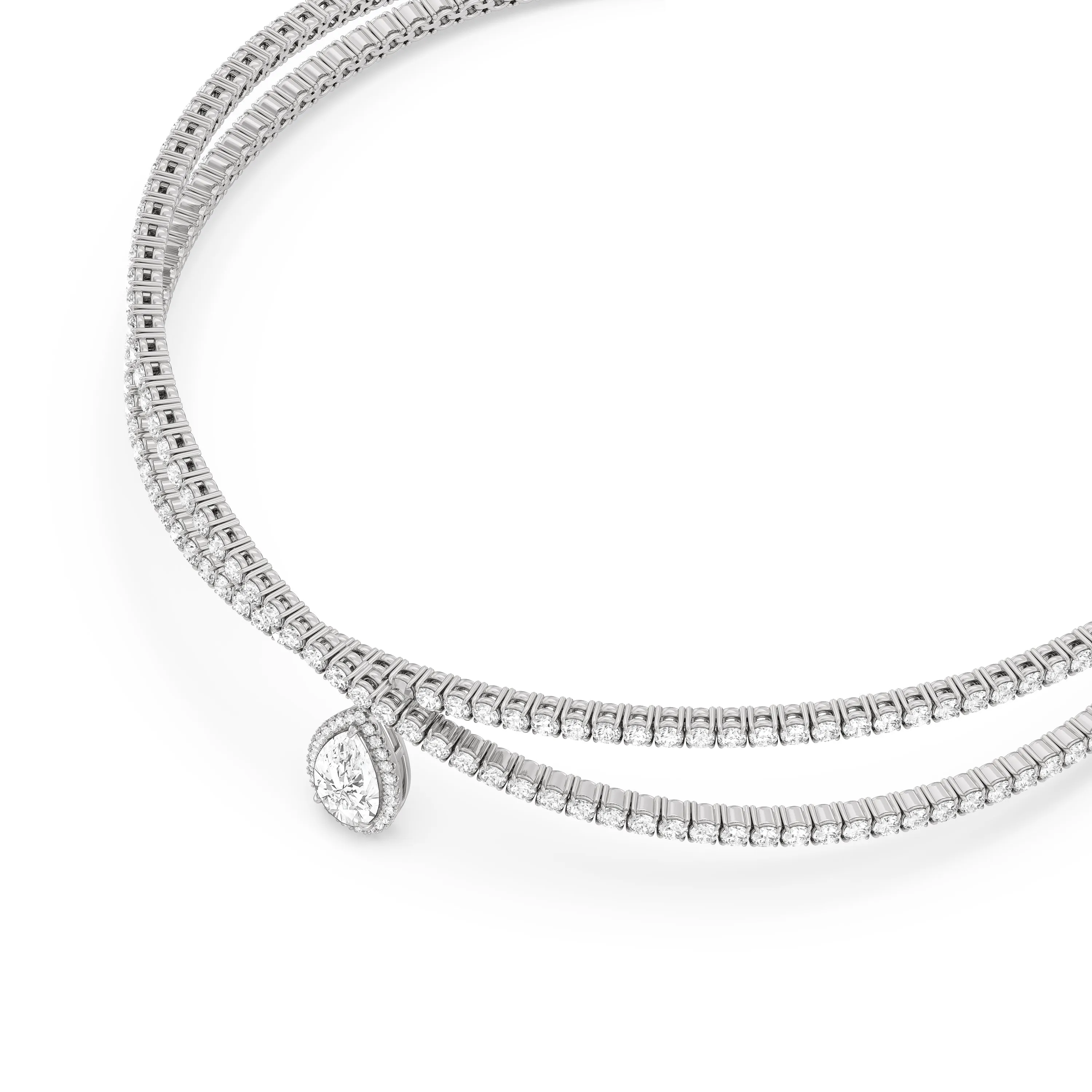 Teardrop Crossover Diamond Choker Necklace