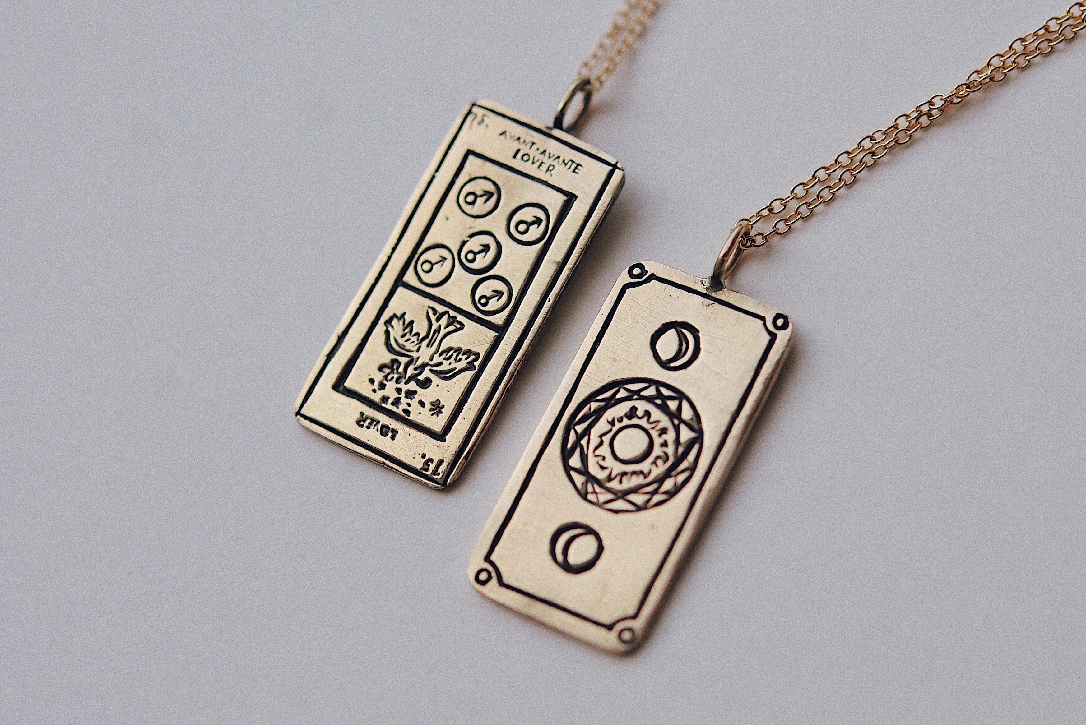 The Lovers Tarot Card Necklace - READY-TO-SHIP