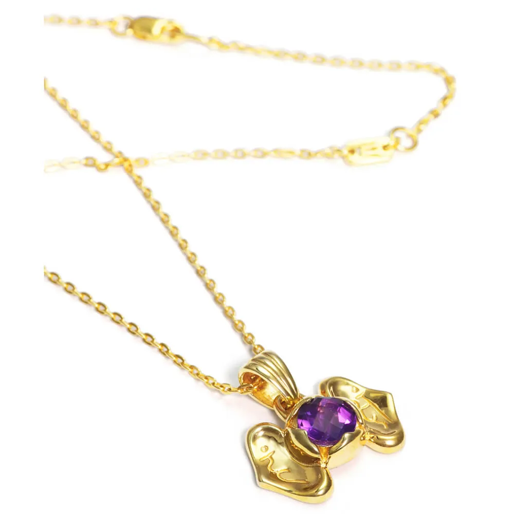 Third eye chakra pendant with amethyst gold-plated