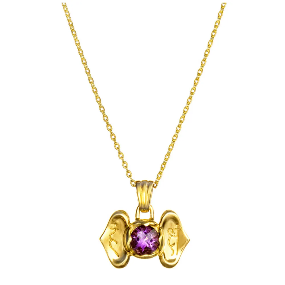 Third eye chakra pendant with amethyst gold-plated