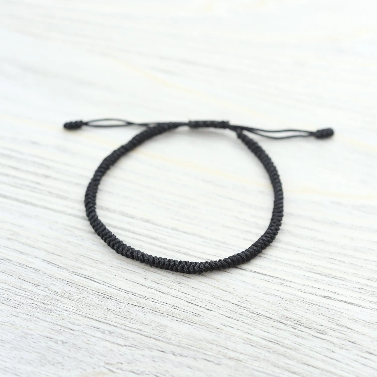 Tibetan Traditions Black Knotted Bracelet