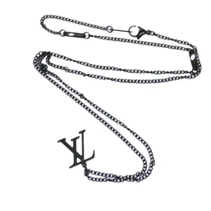 Trendy Inspired Louis Vuitton Adjustable Collier Lv Upside Down Necklace Black M62683 Auth 52449
