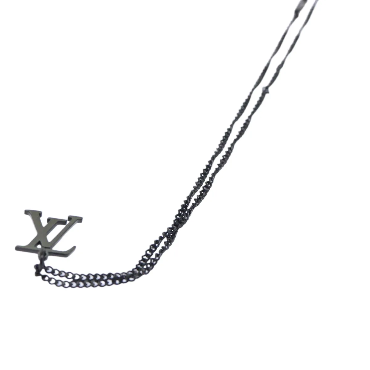 Trendy Inspired Louis Vuitton Adjustable Collier Lv Upside Down Necklace Black M62683 Auth 52449