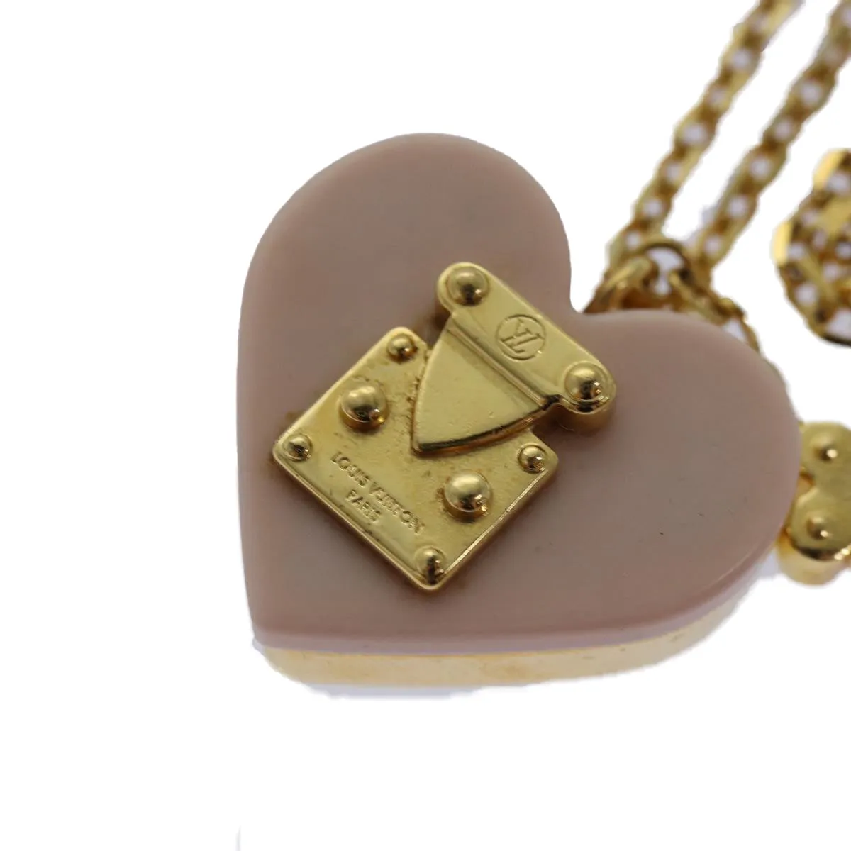 Trendy Inspired Louis Vuitton Pandantif Rock Me Necklace Necklace Metal Gold Pink Lv Auth 87373