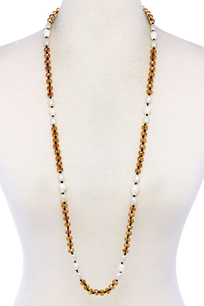 Trendy Multi Beaded Long Necklace