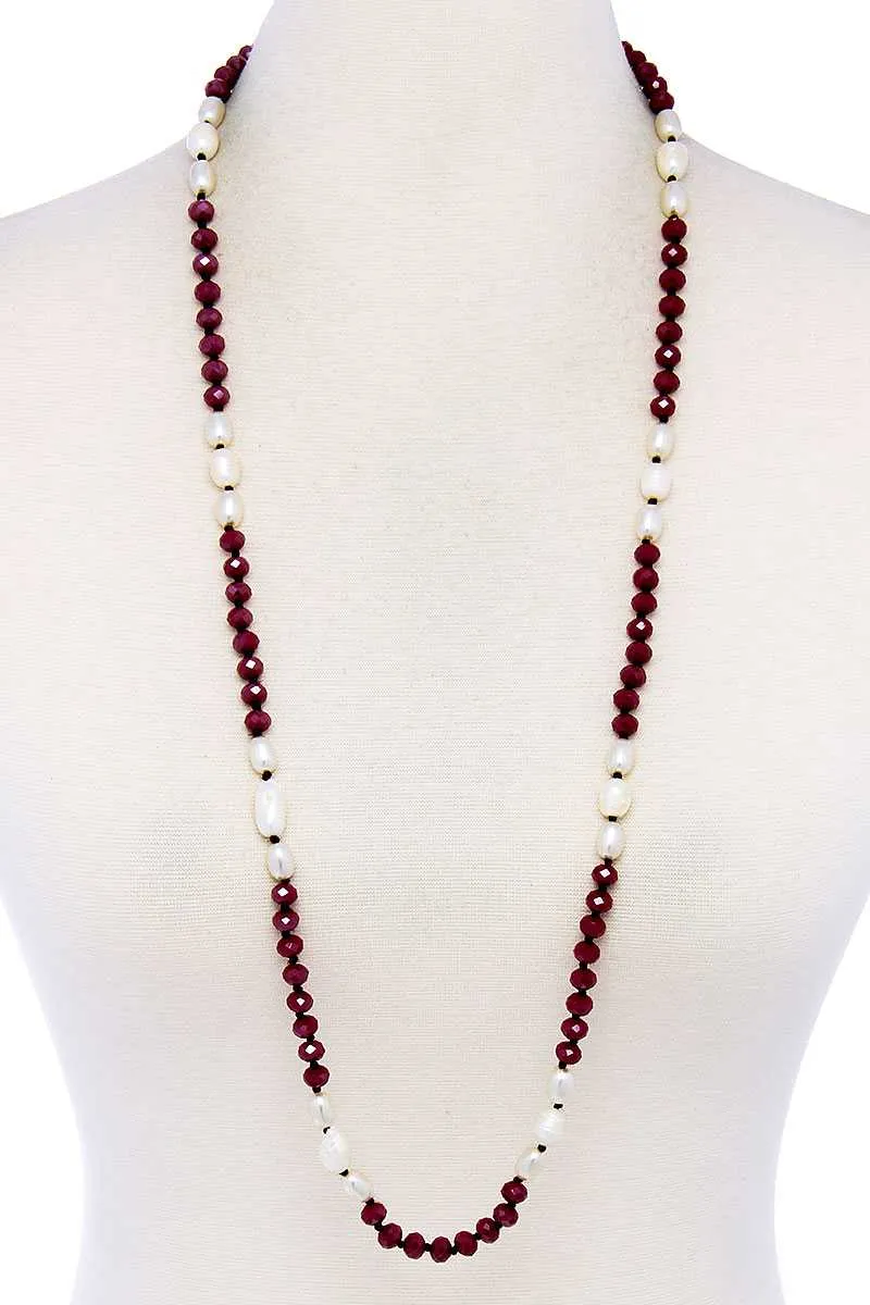 Trendy Multi Beaded Long Necklace