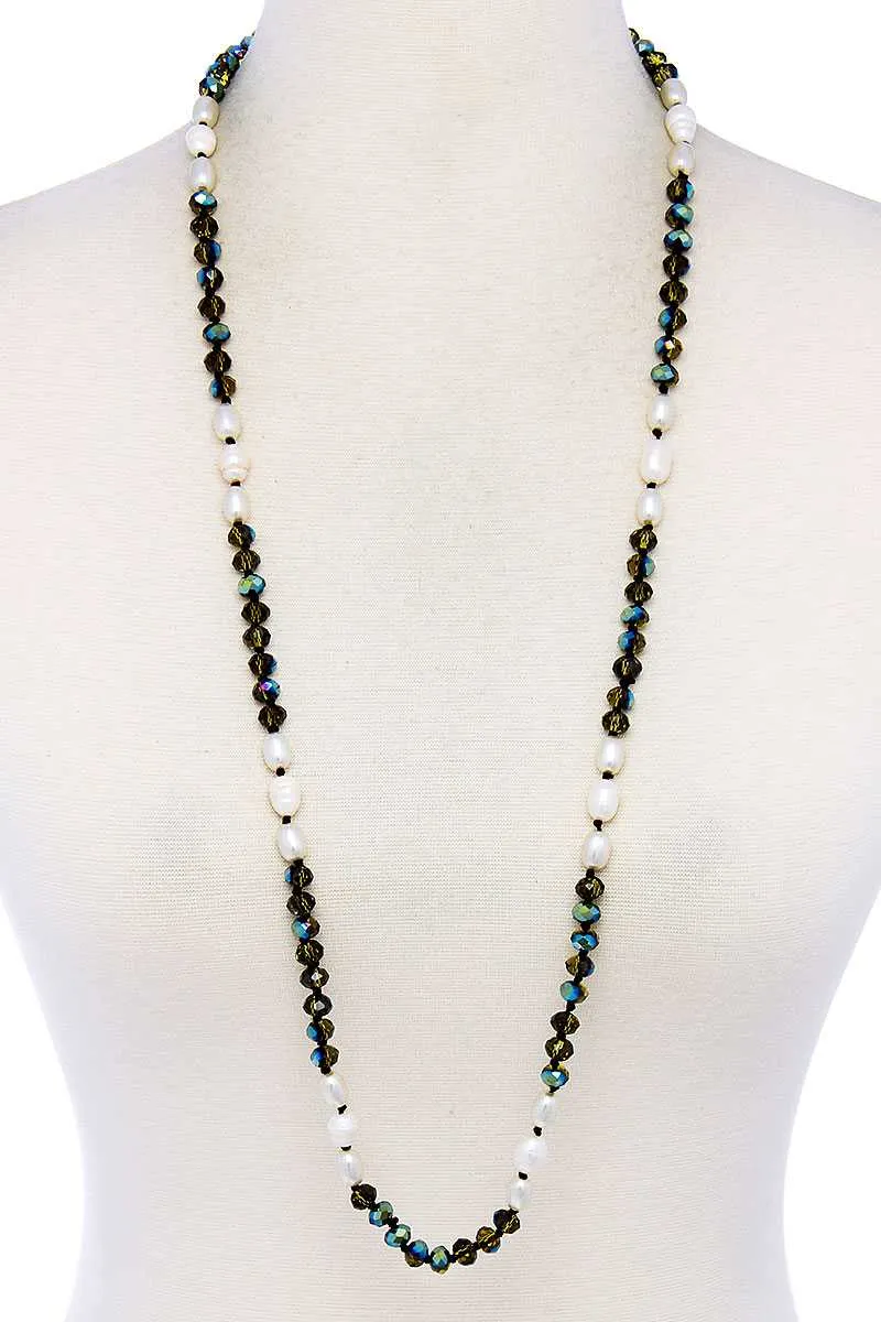 Trendy Multi Beaded Long Necklace