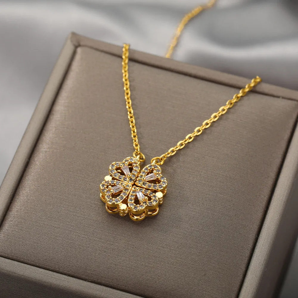 Trendy Vintage Lucky Four Leaf Clover Necklaces for Women
