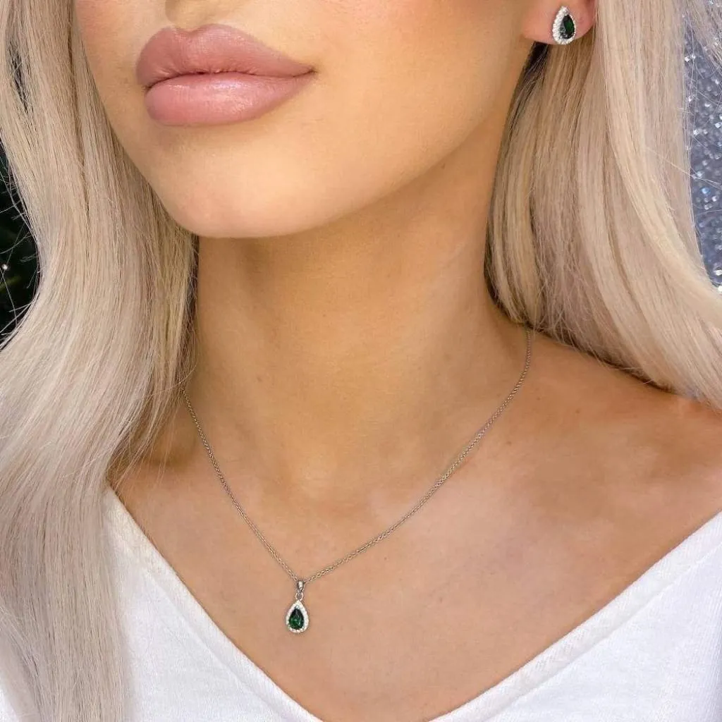 True Elegance Necklace - Green Pear | Sterling Silver