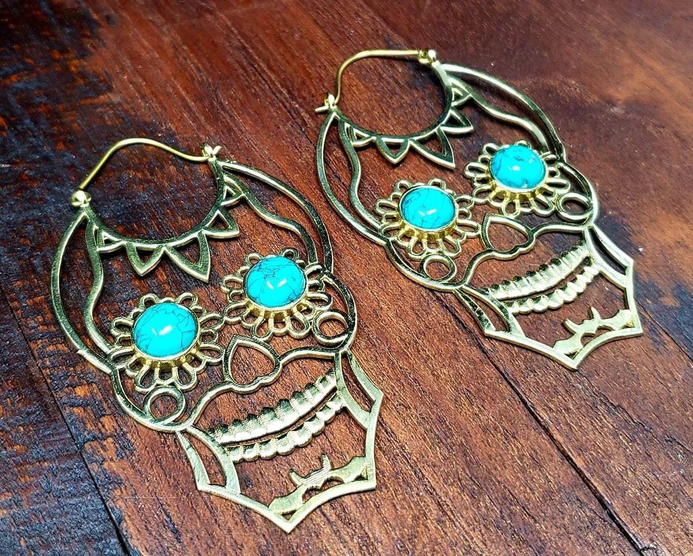 Turquoise Sugar Skull Earrings