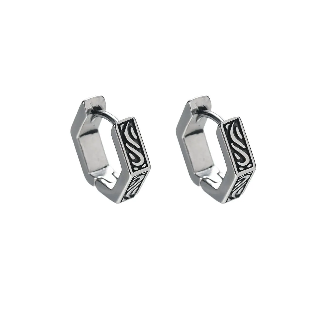 Unisex Lucky Cloud Hoop Earrings – Geometric Hexagon Design Jewelry