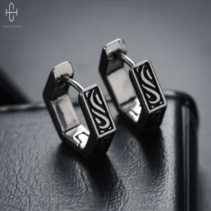 Unisex Lucky Cloud Hoop Earrings – Geometric Hexagon Design Jewelry