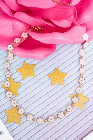 Viola Flowers Are Happiness White Goldtone Necklace