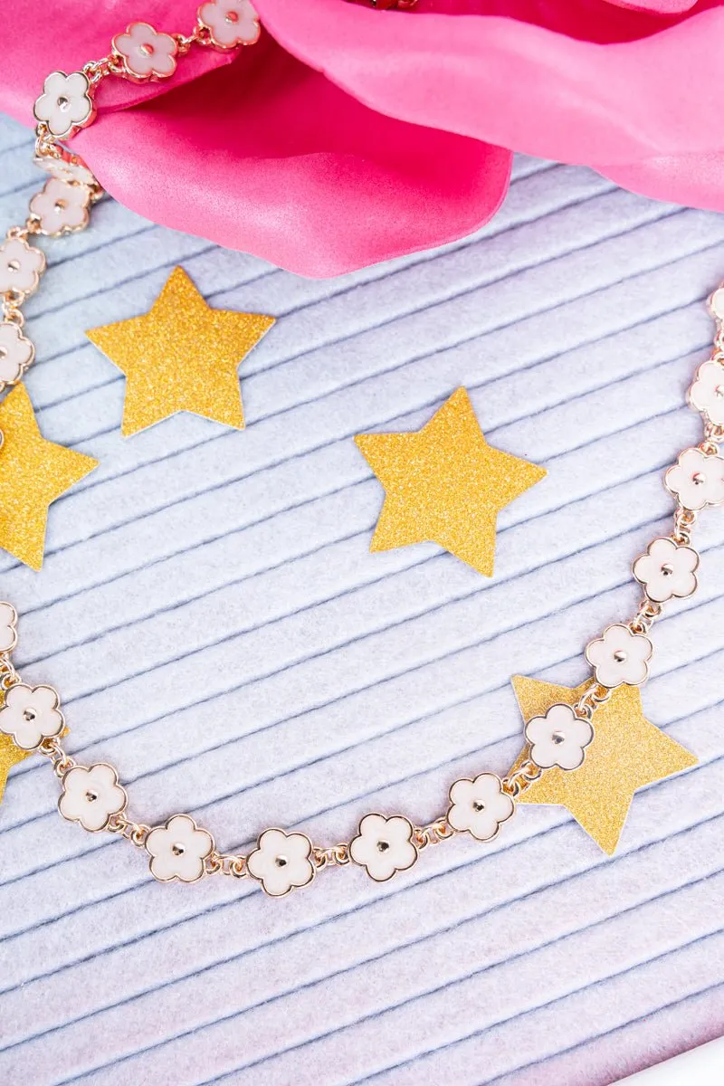 Viola Flowers Are Happiness White Goldtone Necklace