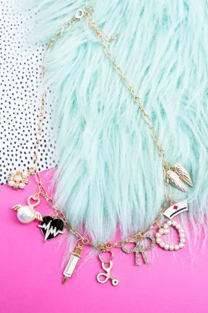 Viola Nurse Life Goldtone Charm Necklace