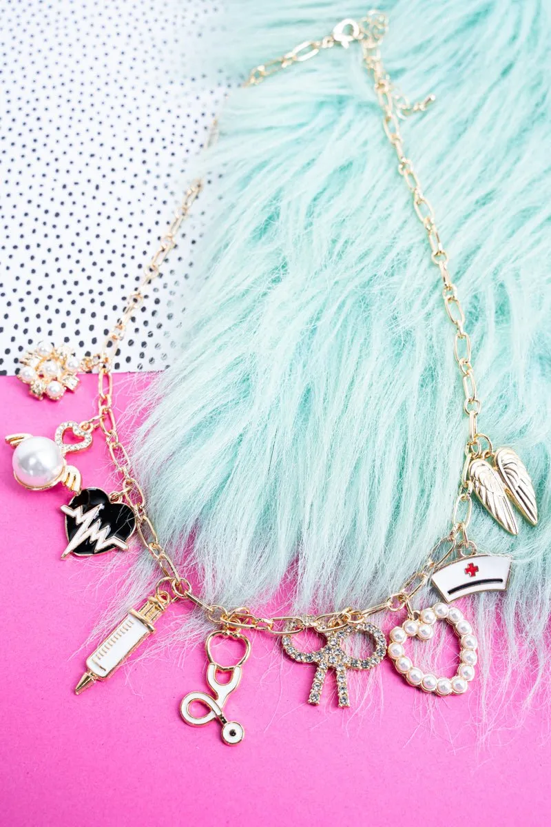 Viola Nurse Life Goldtone Charm Necklace