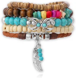 Western Bracelets for Women Cowgirl Turquoise Beaded Stretch Bracelets Vintage Turquoise Beaded Western Jewelry Bohemian Stackable Bracelet Country Concert Cowgirl Dresses Accessories