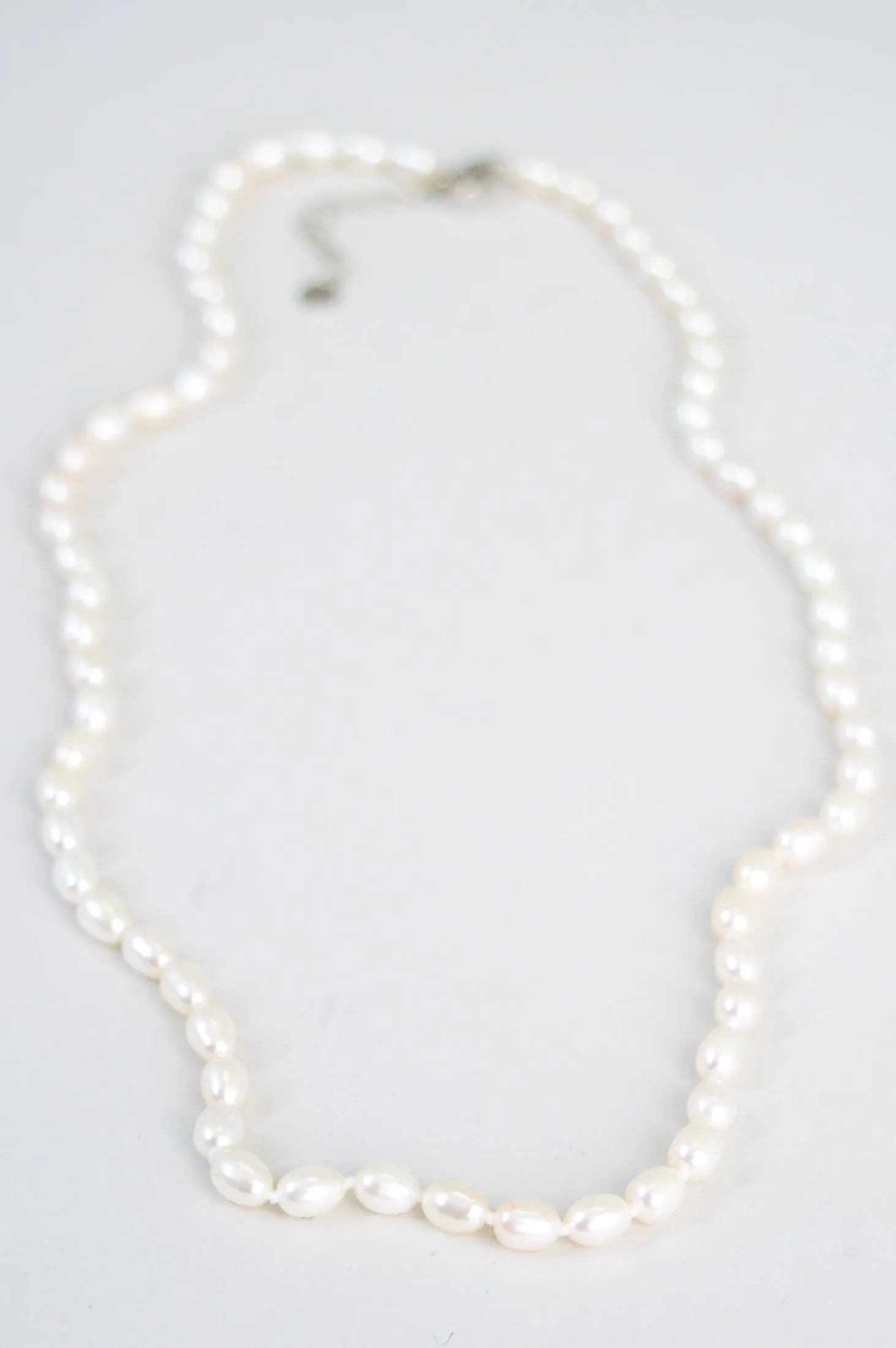 White Pearl Necklace with Blue Gift Box
