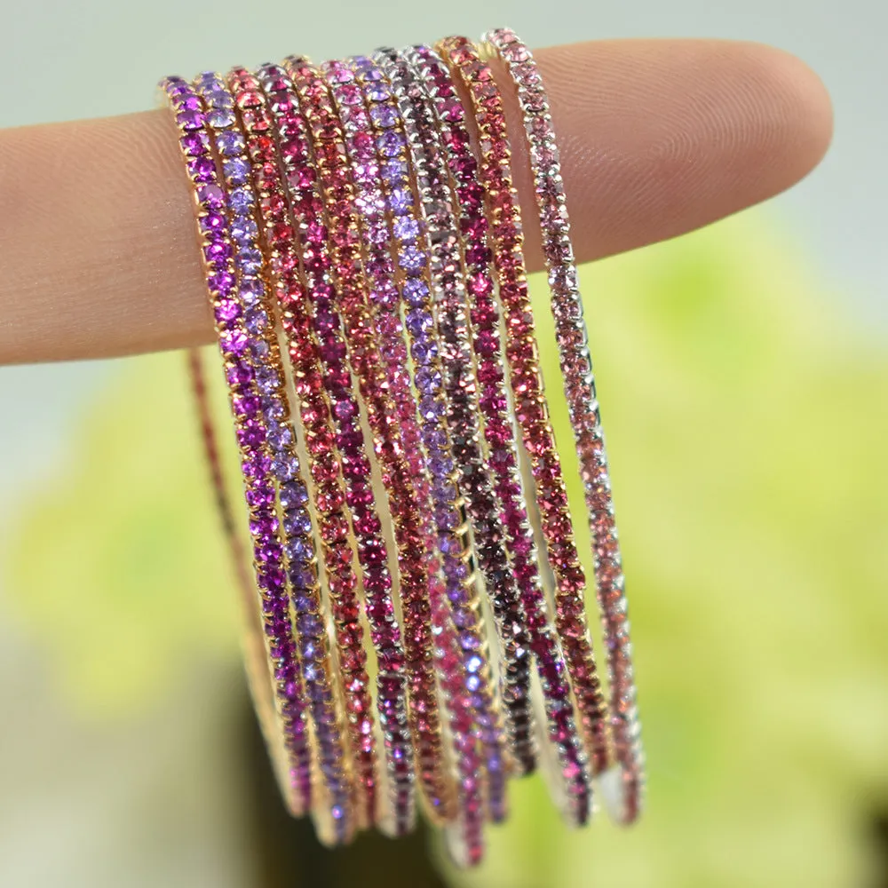 Wholesale 10Pcs/Pack Color Zircon Rhinestone Bracelet