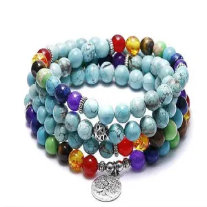 Wholesale 2PCS Turquoise Colorful Life Tree Bracelet