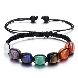 Wholesale Colorful Natural Stone Handwoven Tiger Eye Stone Agate Crystal Bracelets Yoga Bracelets