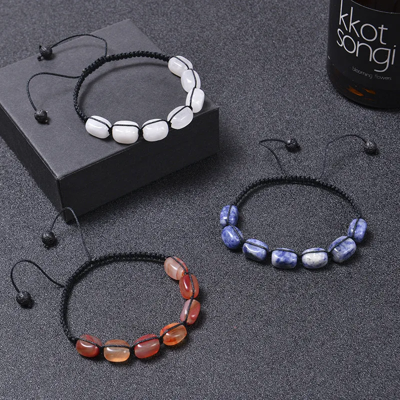 Wholesale Colorful Natural Stone Handwoven Tiger Eye Stone Agate Crystal Bracelets Yoga Bracelets